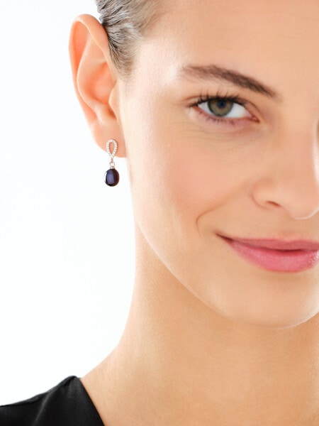 Srebrne kolczyki i zawieszka z perłami i cyrkoniami - komplet