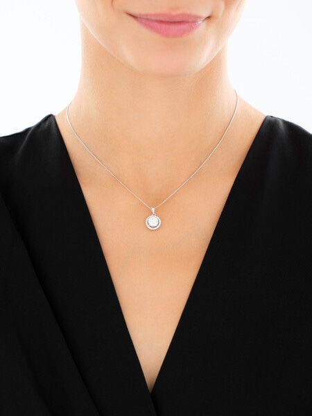 Srebrne kolczyki i zawieszka z cyrkoniami, łańcuszek - komplet