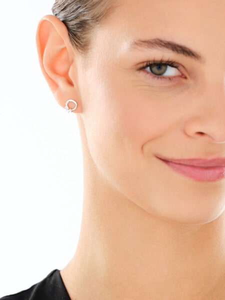 Srebrne kolczyki i zawieszka z cyrkoniami, łańcuszek - komplet