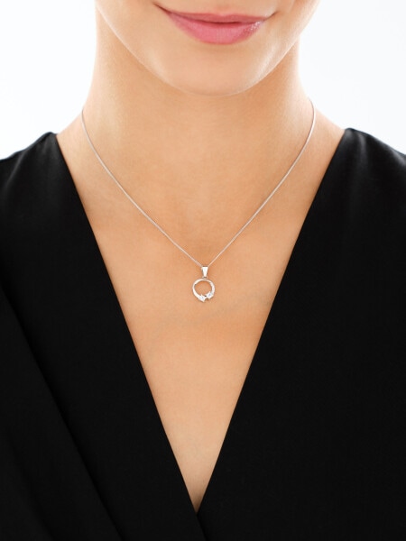 Srebrne kolczyki i zawieszka z cyrkoniami, łańcuszek - komplet