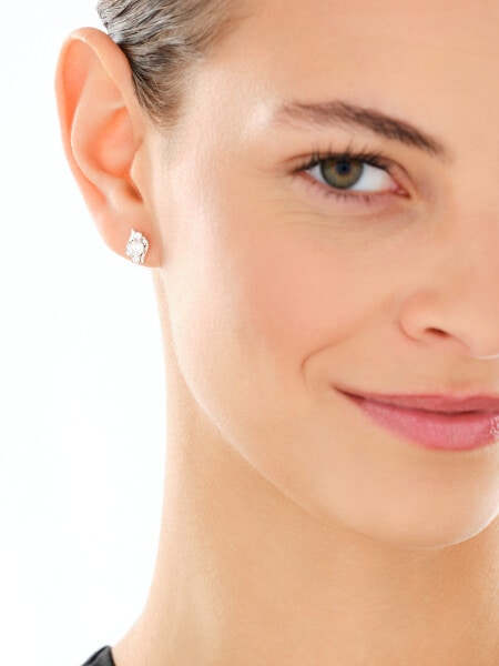 Srebrne kolczyki i zawieszka z cyrkoniami, łańcuszek - komplet