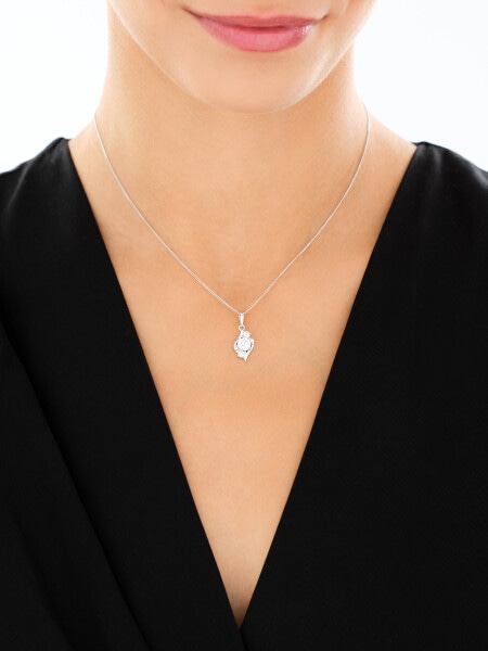 Srebrne kolczyki i zawieszka z cyrkoniami, łańcuszek - komplet