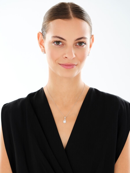 Stříbrné náušnice a přívěsek se zirkony - souprava