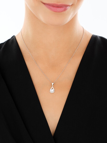 Stříbrné náušnice a přívěsek se zirkony - souprava