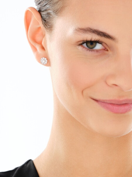 Srebrne kolczyki i zawieszka z cyrkoniami, łańcuszek - komplet