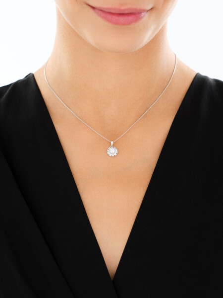 Srebrne kolczyki i zawieszka z cyrkoniami, łańcuszek - komplet