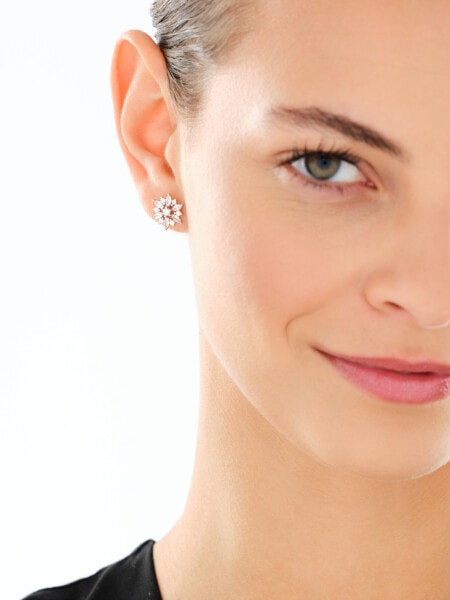 Srebrne kolczyki i zawieszka z cyrkoniami - komplet - rozety