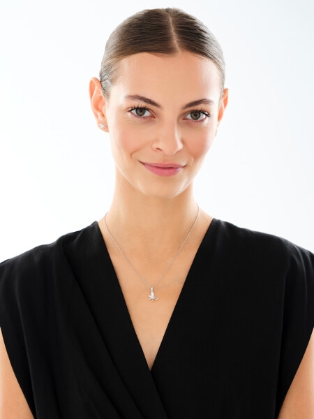 Srebrne kolczyki i zawieszka z cyrkoniami - komplet - ważki