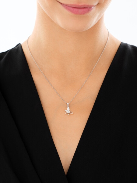 Srebrne kolczyki i zawieszka z cyrkoniami - komplet - ważki