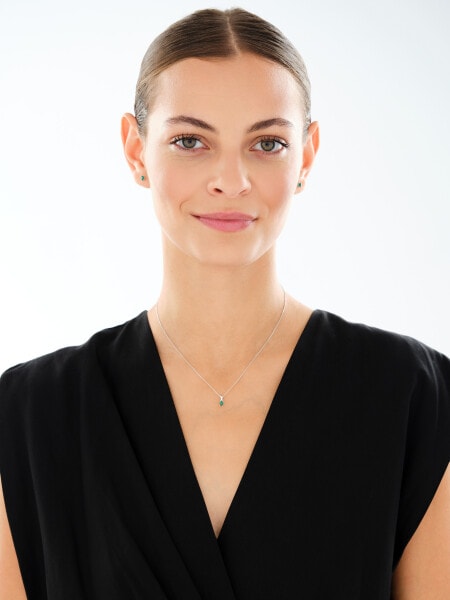 Srebrne kolczyki i zawieszka ze szlifowanym szkłem - komplet