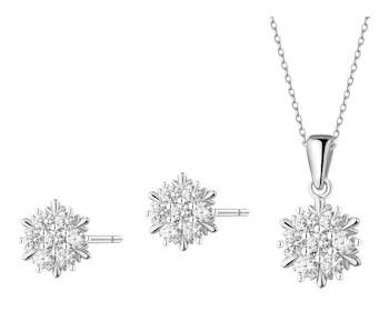 Stříbrné náušnice a přívěsek se zirkony - souprava