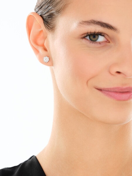 Srebrne kolczyki i zawieszka z cyrkoniami - komplet - śnieżynki