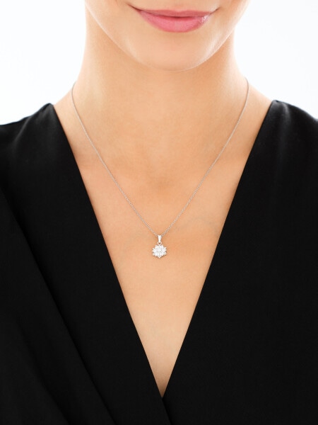 Srebrne kolczyki i zawieszka z cyrkoniami - komplet - śnieżynki