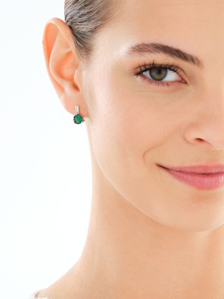 Srebrne kolczyki i zawieszka z cyrkoniami - komplet