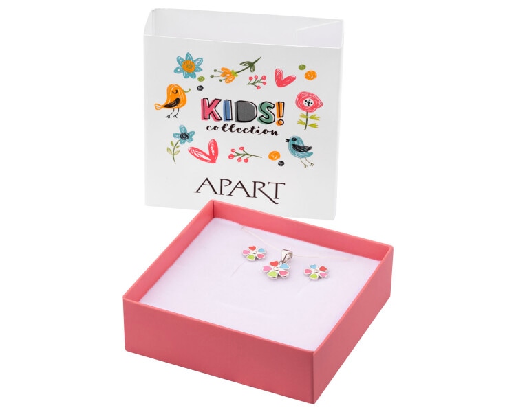 Stříbrné náušnice a přívěsek se smaltem - souprava - květy