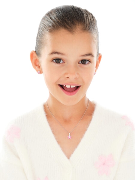 Srebrne kolczyki i zawieszka z emalią - komplet - motyle