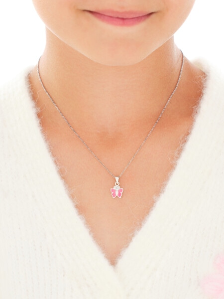 Srebrne kolczyki i zawieszka z emalią - komplet - motyle