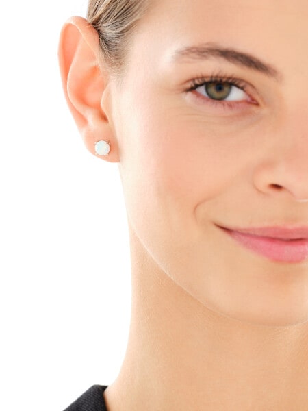 Stříbrné náušnice a přívěsek se syntetickými opály, řetízek - souprava