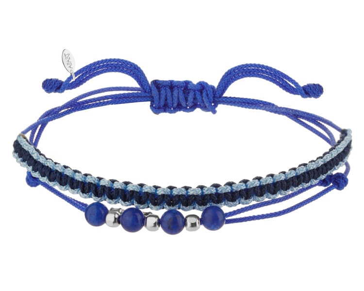 Náramek s prvky ze stříbra a kameny chalcedonu - kuličky