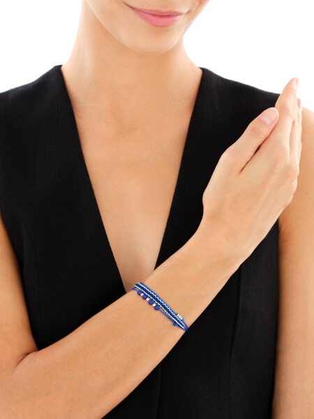 Náramek s prvky ze stříbra a kameny chalcedonu - kuličky