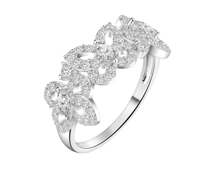Pierścionek srebrny z cyrkoniami - motyle