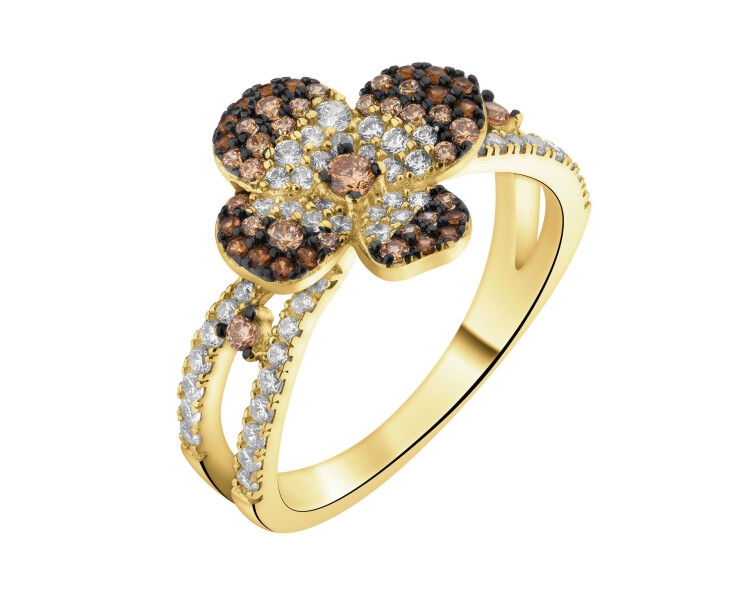 Pierścionek srebrny z cyrkoniami - kwiat