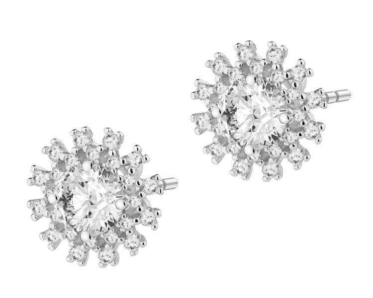 Kolczyki srebrne z cyrkoniami - rozety