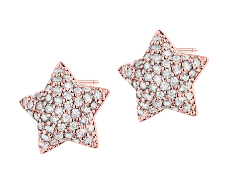 Kolczyki z mosiądzu pozłacane z cyrkoniami - gwiazdy