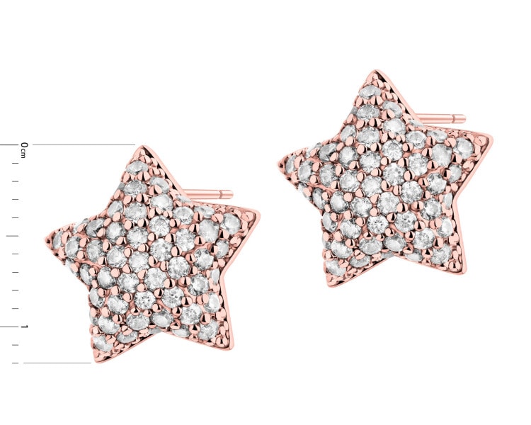 Kolczyki z mosiądzu pozłacane z cyrkoniami - gwiazdy
