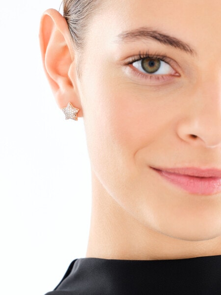 Gold-Plated Brass, Gold-Plated Silver Earrings with Cubic Zirconia