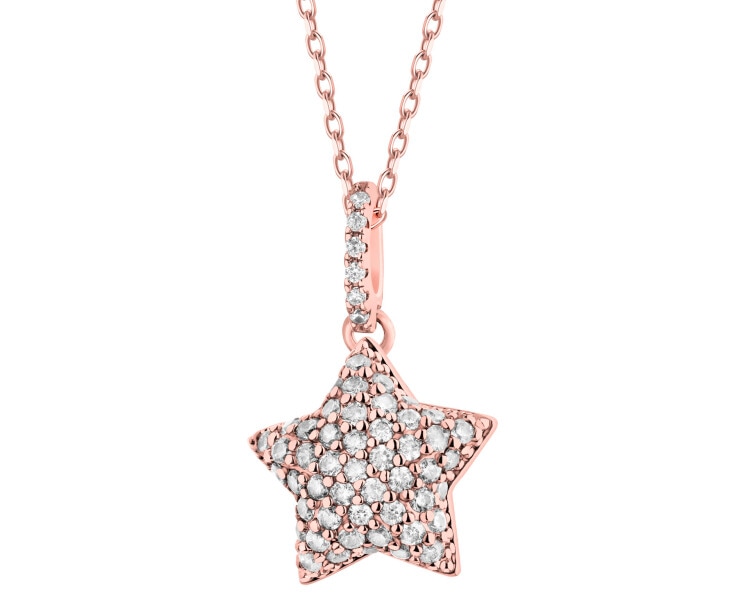 Naszyjnik z mosiądzu pozłacany z cyrkoniami - gwiazda