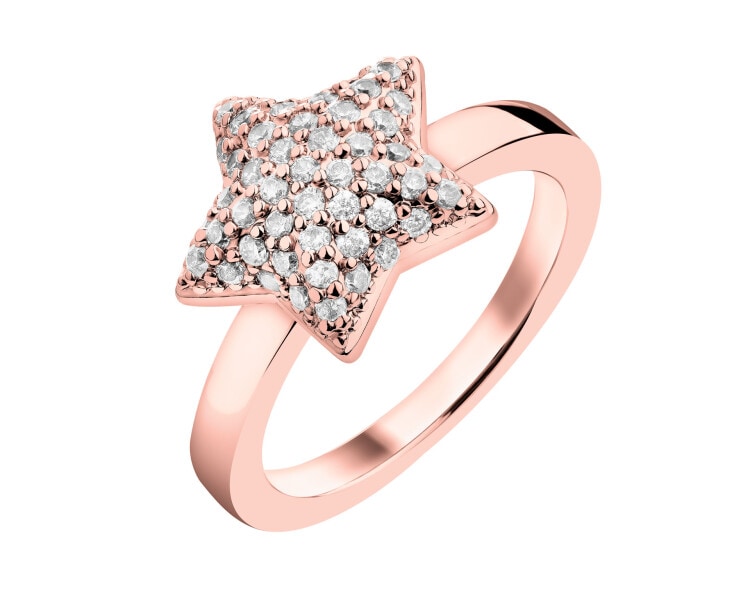 Pierścionek z mosiądzu pozłacany z cyrkoniami - gwiazda