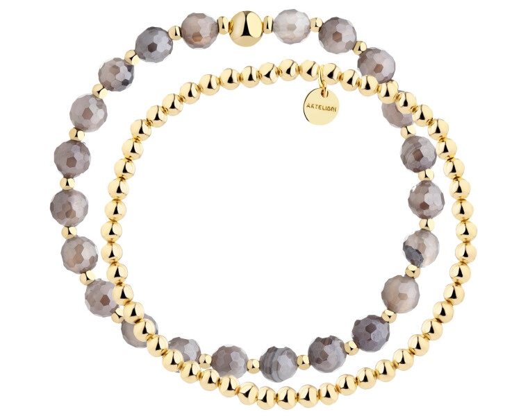 Gold-Plated Brass Bracelet with Agate