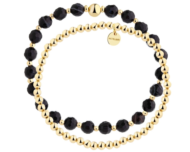 Gold-Plated Brass Bracelet with Agate