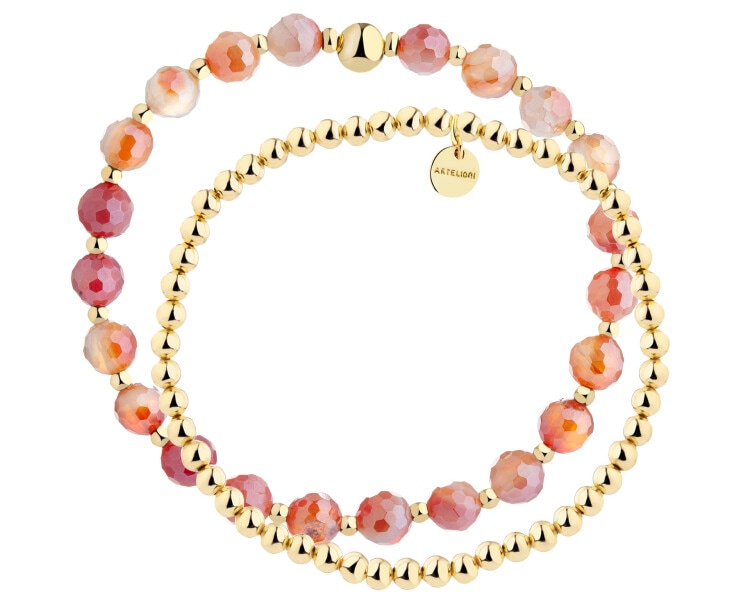 Gold-Plated Brass Bracelet with Carnelian