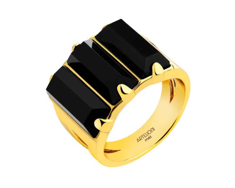 Gold-Plated Brass Ring with Agate