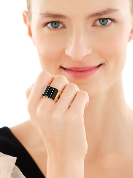 Pozlacený prsten z mosazi s acháty