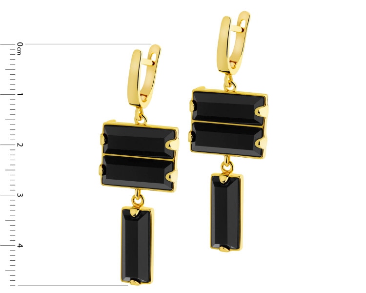 Gold-Plated Brass Dangling Earring with Agate
