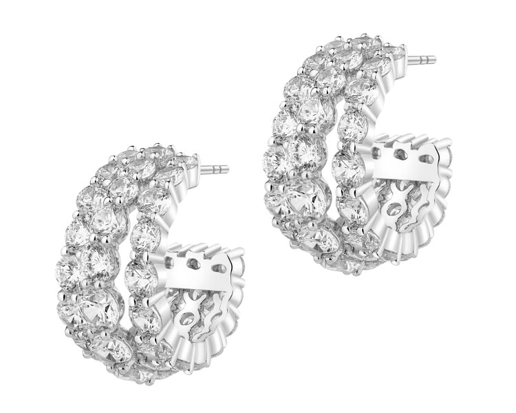 Rhodium Plated Silver Earrings with Cubic Zirconia