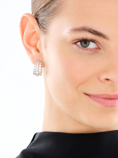 Rhodium Plated Silver Earrings with Cubic Zirconia