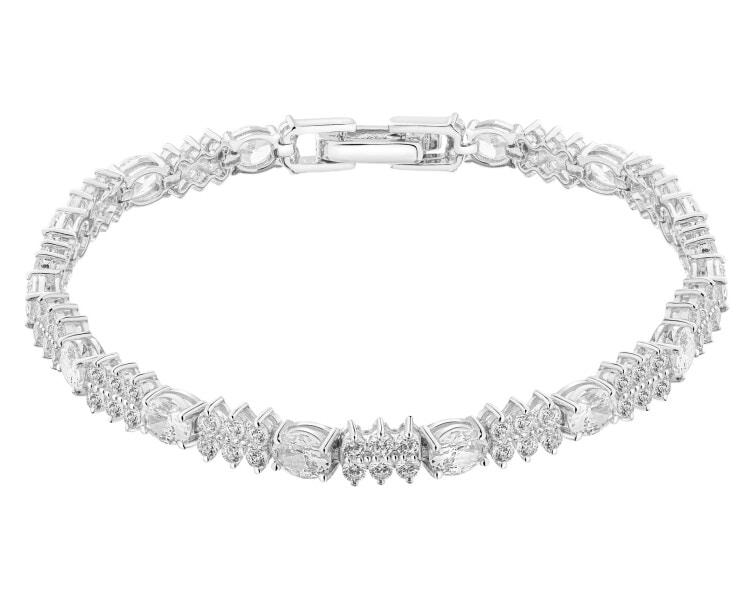 Rhodium Plated Silver Bracelet with Cubic Zirconia