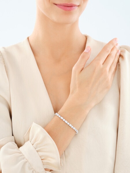 Rhodium Plated Silver Bracelet with Cubic Zirconia