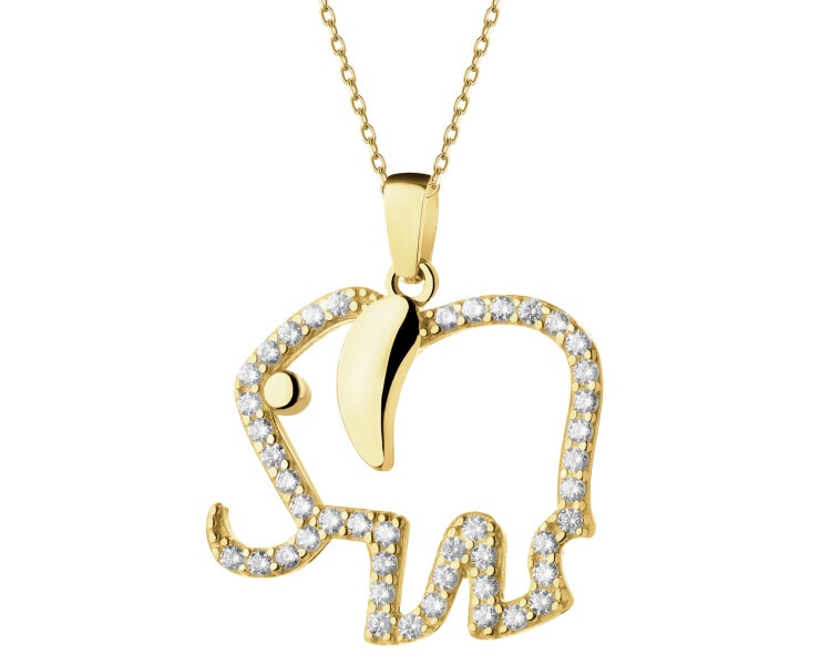 Złota zawieszka z cyrkoniami - słoń