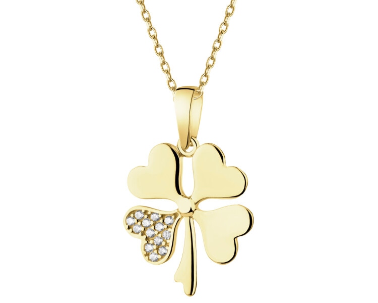 14 K Yellow Gold Pendant with Cubic Zirconia