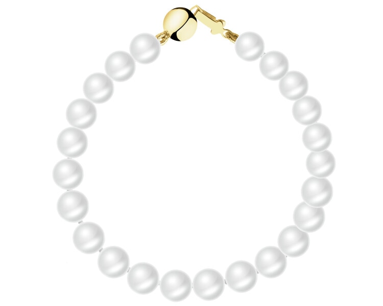 14 K Yellow Gold Bracelet with Pearl