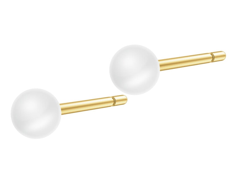 14 K Yellow Gold Earrings with Pearl