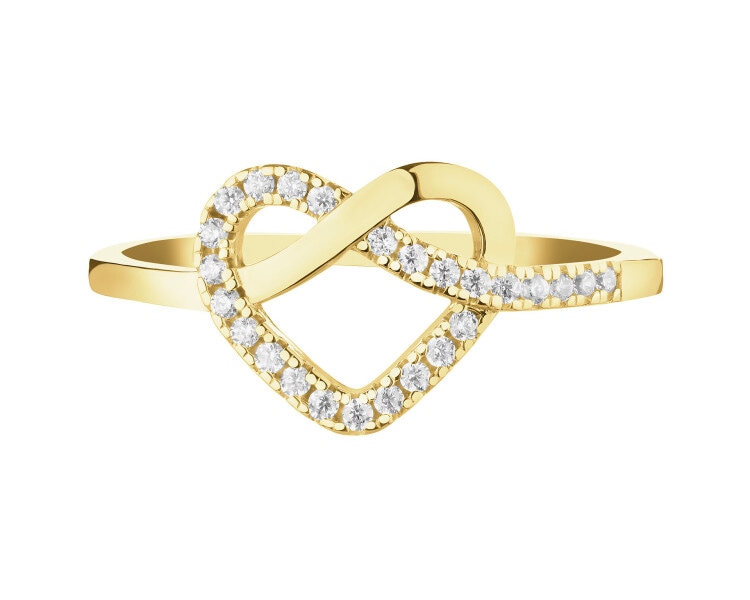 Złoty pierścionek z cyrkoniami - serce