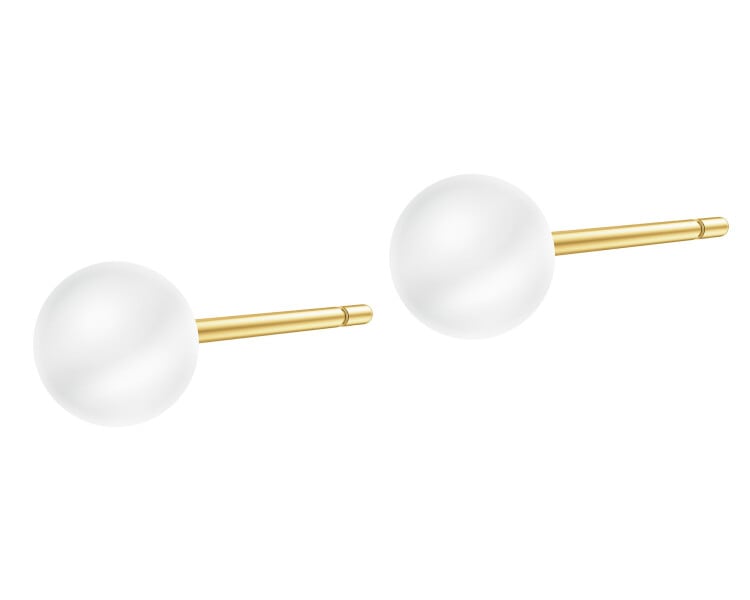 9 K Yellow Gold Earrings with Pearl