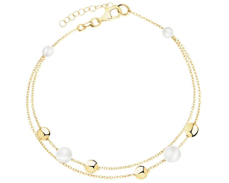 Złota bransoletka z perłami - kulki