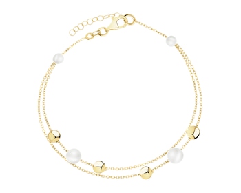 Złota bransoletka z perłami - kulki